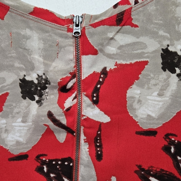 Abercrombie & Fitch Red Mini Floral Shift Dress With Pockets Womens Sz Med - Picture 4 of 7